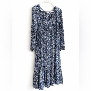 Cute Maternity Dress in blue floral print. Size Large